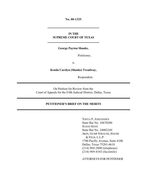 Petitioner's Brief on the Merits - Supreme Court of Texas