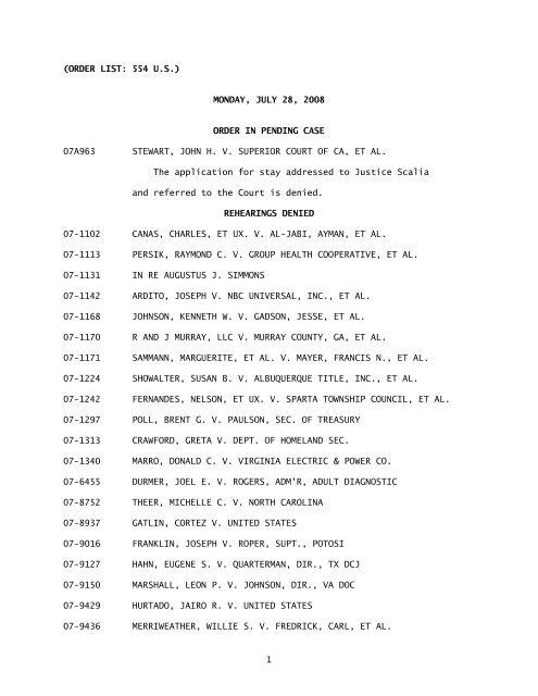 Miscellaneous Order - Supreme Court of the United States