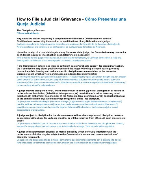 How to File a Judicial Grievance - CÃ³mo Presentar una Queja Judicial