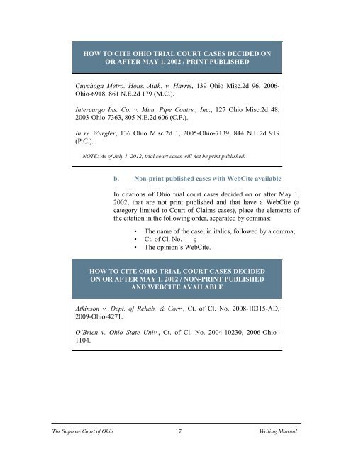 WRITING MANUAL - Supreme Court - State of Ohio