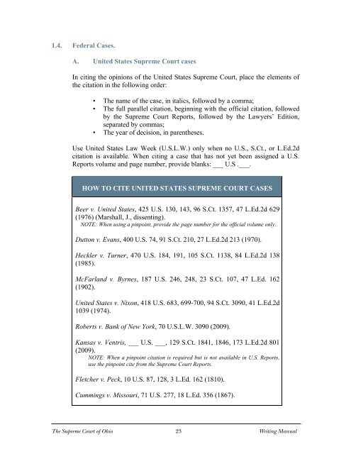 WRITING MANUAL - Supreme Court - State of Ohio