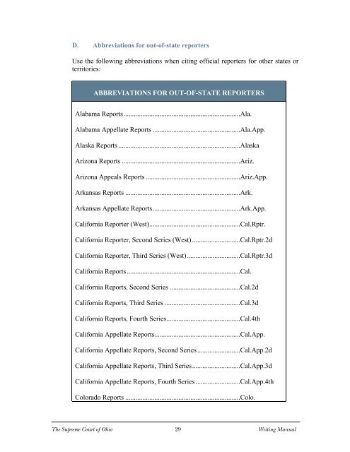 WRITING MANUAL - Supreme Court - State of Ohio