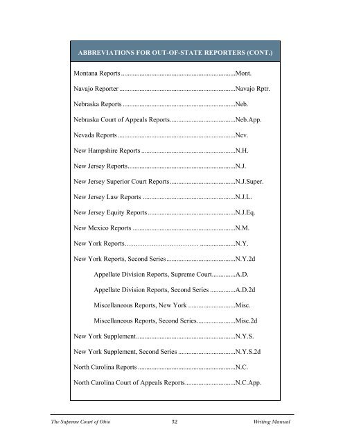 WRITING MANUAL - Supreme Court - State of Ohio