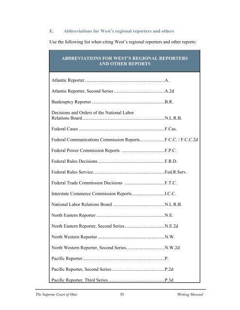 WRITING MANUAL - Supreme Court - State of Ohio