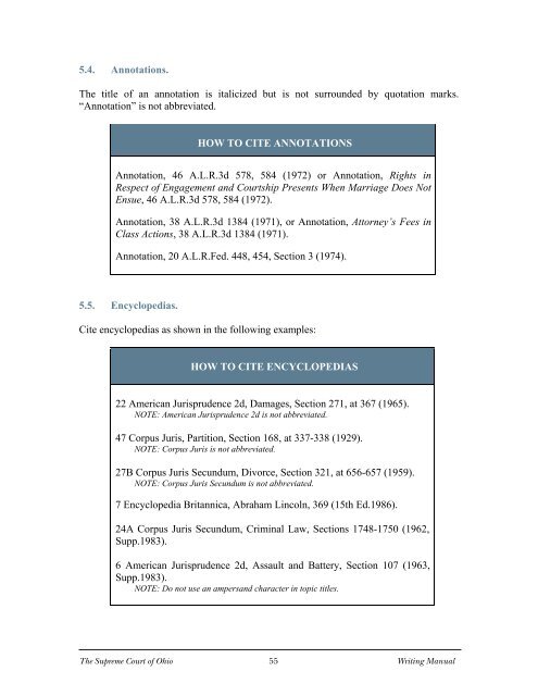 WRITING MANUAL - Supreme Court - State of Ohio