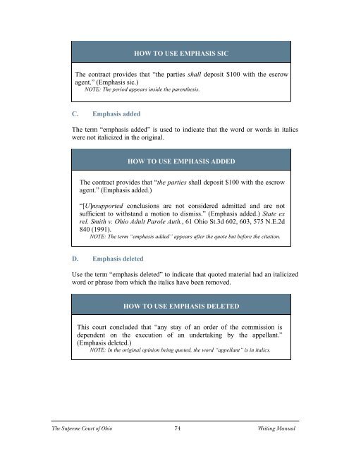 WRITING MANUAL - Supreme Court - State of Ohio