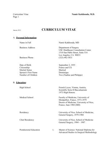 Curriculum Vitae View/download PDF file, 438KB - USC Department ...