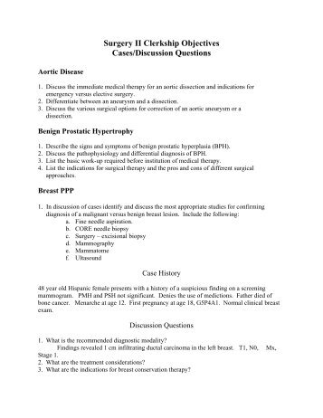 Surgery II Clerkship Objectives - USC Department of Surgery