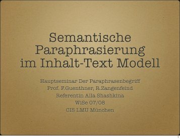 Semantische Paraphrasierung im Inhalt-Text Modell