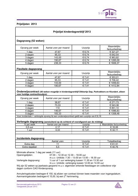 Kennismakingsbrochure 2013 - Surplus Kinderopvang
