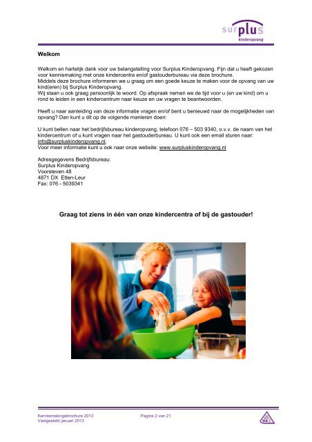 Kennismakingsbrochure 2013 - Surplus Kinderopvang