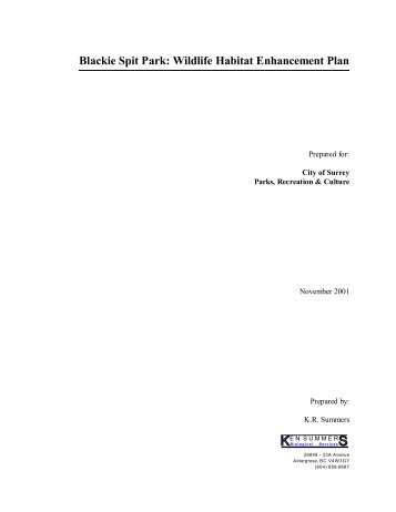 Blackie Spit Park: Wildlife Habitat Enhancement Plan - City of Surrey