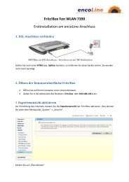 Fritz!Box Fon WLAN 7390 Erstinstallation am encoLine-Anschluss