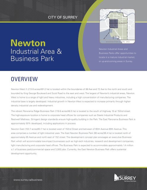 City Of Surrey Gis Newton Industrial Areas And Business Parks - City Of Surrey