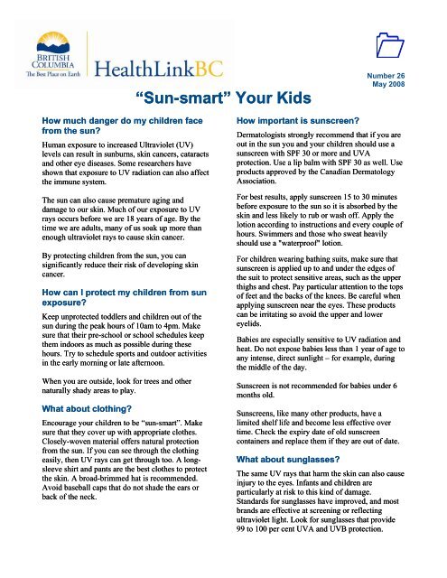 "Sun-smart" Your Kids - HealthLink BC File #26 - Printer-friendly ...