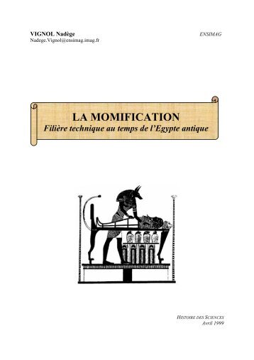 La Momification : filiÃ¨re technique au temps de l'Egypte antique