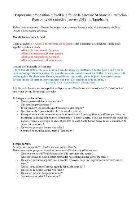 allons à la rencontre du seigneur chant