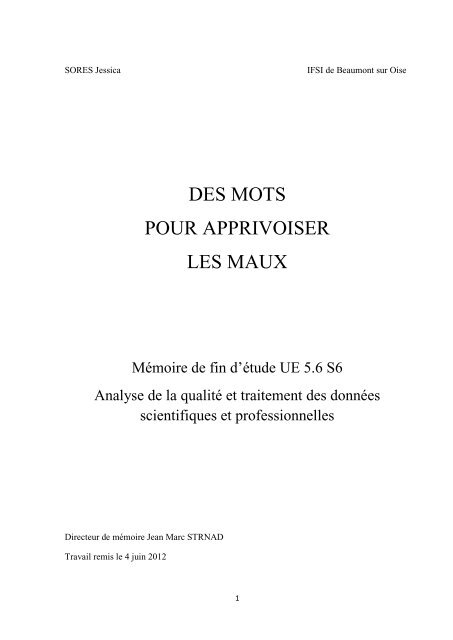 DES MOTS POUR APPRIVOISER LES MAUX - Infirmiers.com