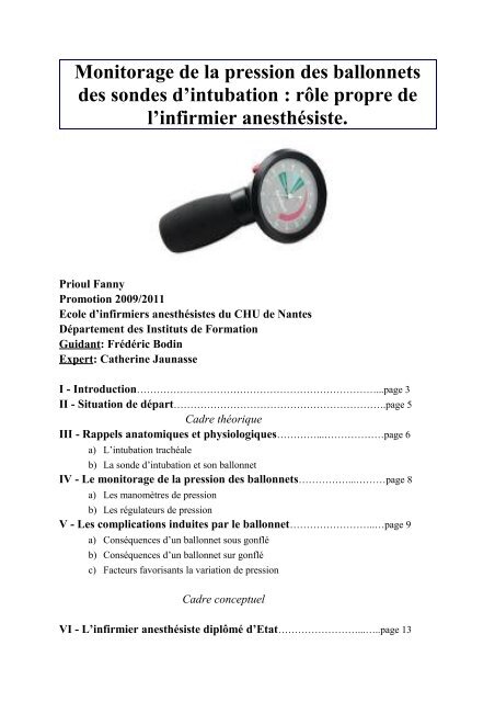 Monitorage de la pression des ballonnets des ... - Infirmiers.com