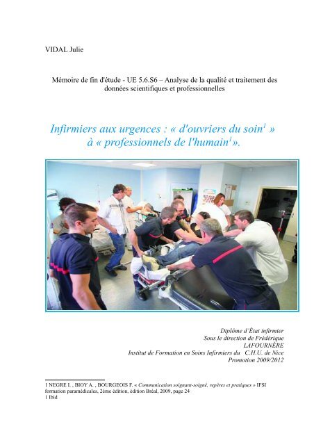 Lire le TFE « Infirmiers aux urgences - Infirmiers.com