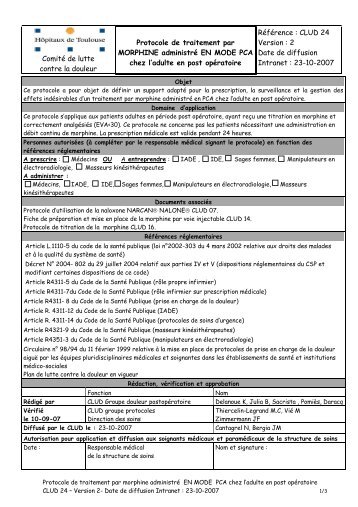 Protocole de traitement par morphine administré EN ... - Infirmiers.com