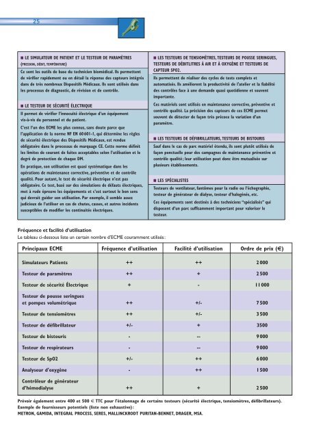 Maintenance des dispositifs médicaux Maintenance ... - Infirmiers.com