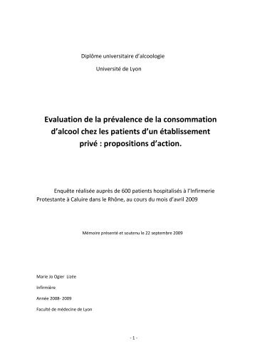 Evaluation de la prévalence de la consommation d ... - Infirmiers.com