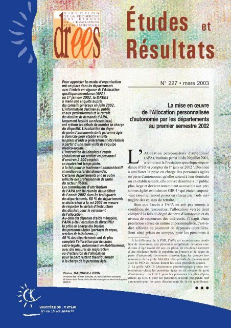 La mise en œuvre de l'Allocation personnalisée d ... - Infirmiers.com