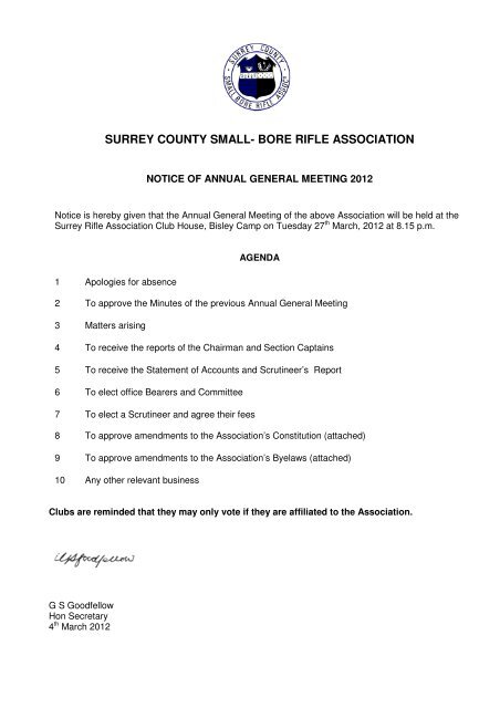 Printable copy of Agenda and Minutes of Last Years Meeting