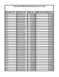 LISTA DE PRECIOS PIJAMAS DÂ´LUNAAS