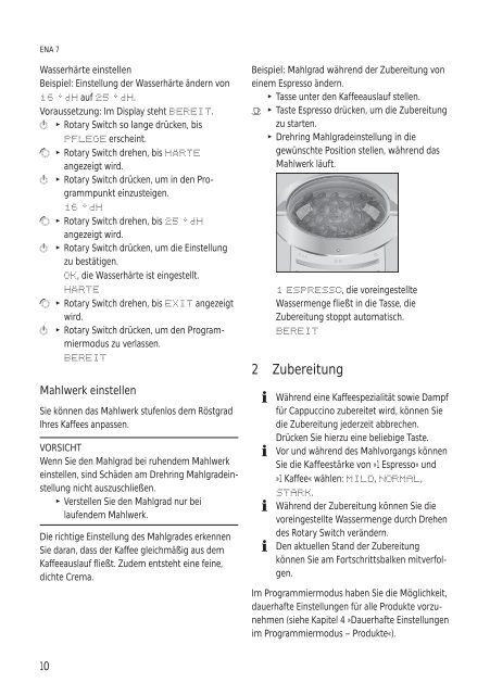 Bedienungsanleitung ENA 7 - Jura