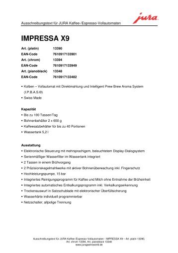 IMPRESSA X9 - Sus-kaffeeservice.de