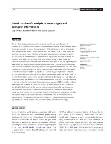 Global cost-benefit analysis of water supply and sanitation ... - SuSanA