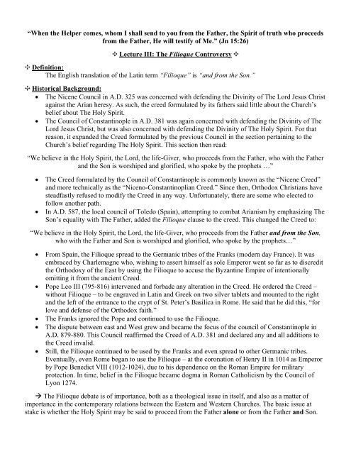 Te Filioque The Filioque Controversy