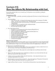 Lecture #2: How Sin Affects My Relationship with God