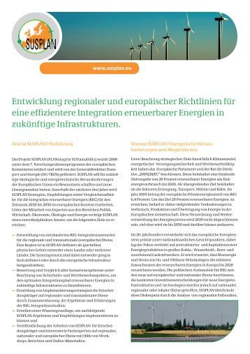 Entwicklung regionaler und europäischer Richtlinien für ... - SUSPLAN