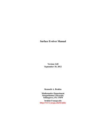 Surface Evolver Manual - Susquehanna University