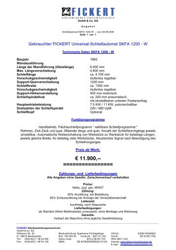 39.900 - Fickert GmbH & co. KG Steinbearbeitungsmaschinen