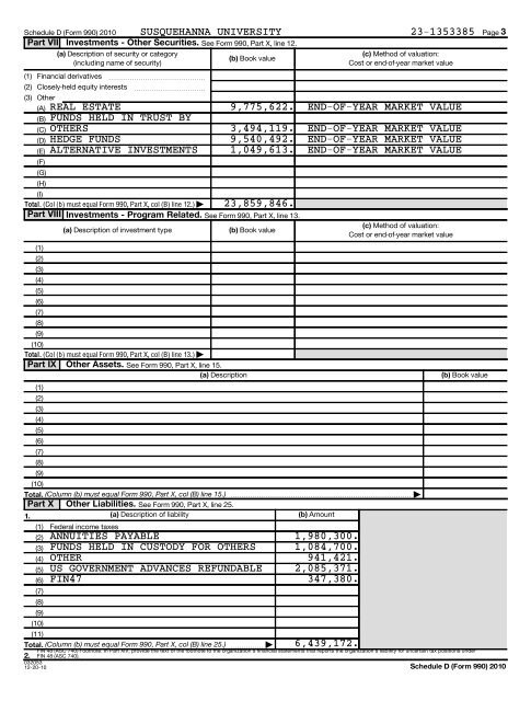 Form 990 - Susquehanna University