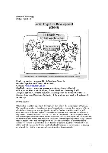 Social Cognitive Development handbook 13-14 - University of Sussex