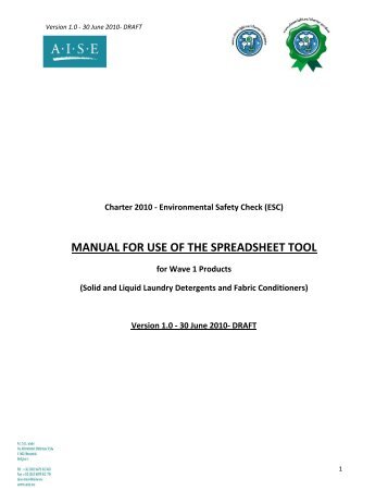 manual for use of the spreadsheet tool - Sustainable Cleaning