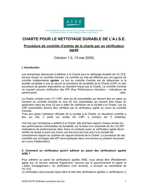 charte pour le nettoyage durable de l'aise - Sustainable Cleaning