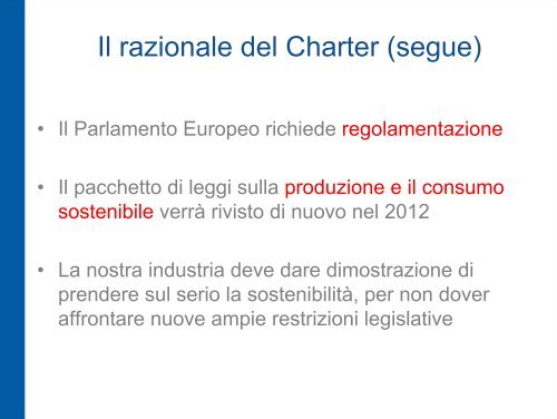 Il Charter A.I.S.E per una pulizia sostenibile Le modifiche 2010