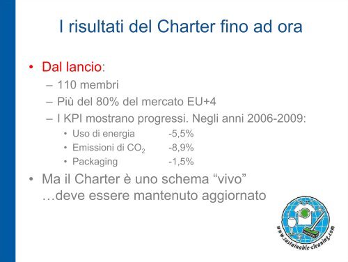 Il Charter A.I.S.E per una pulizia sostenibile Le modifiche 2010