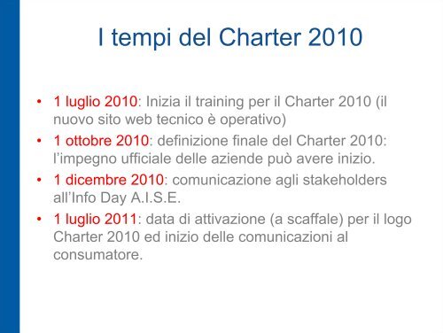 Il Charter A.I.S.E per una pulizia sostenibile Le modifiche 2010