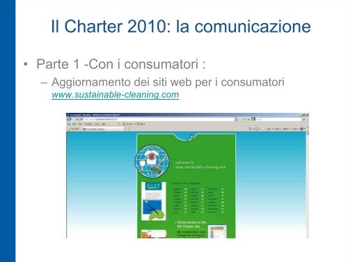 Il Charter A.I.S.E per una pulizia sostenibile Le modifiche 2010