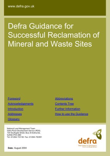 Defra guidance for successful reclamation of mineral and waste sites