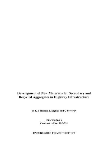 Development of New Materials for Secondary and Recycled ...