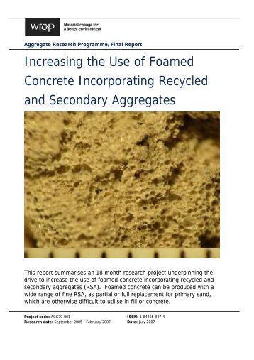 Increasing the Use of Foamed Concrete Incorporating Recycled and ...