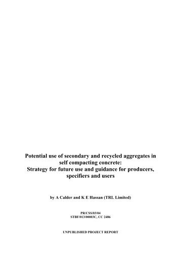Potential use of secondary and recycled aggregates in - Sustainable ...